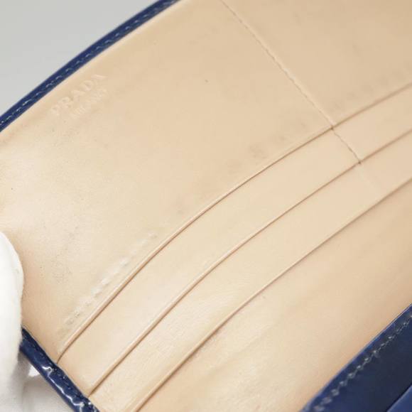 PRADA Long Wallet Enamel Blue Gold Auth 99227 - Picture 10 of 16